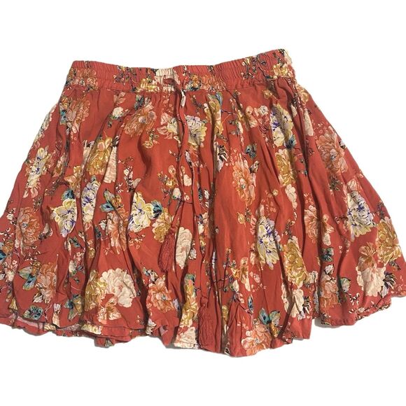 O'NEILL Lopez Short Skirt Women's Sz S Chrysanthemum Tassel Tie Elastic Waist - Picture 1 of 8